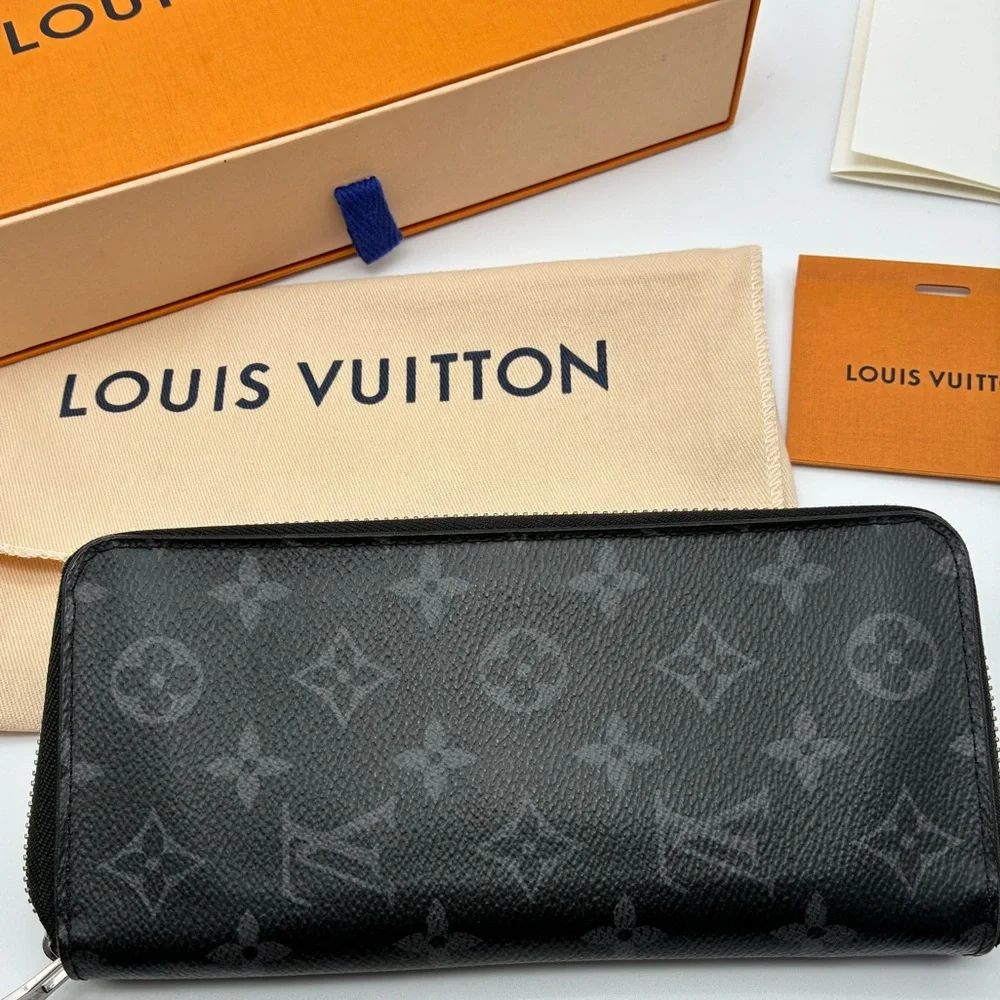 Louis Vuitton Black Monogram Eclipse zippy wallet with LV box and dust bag